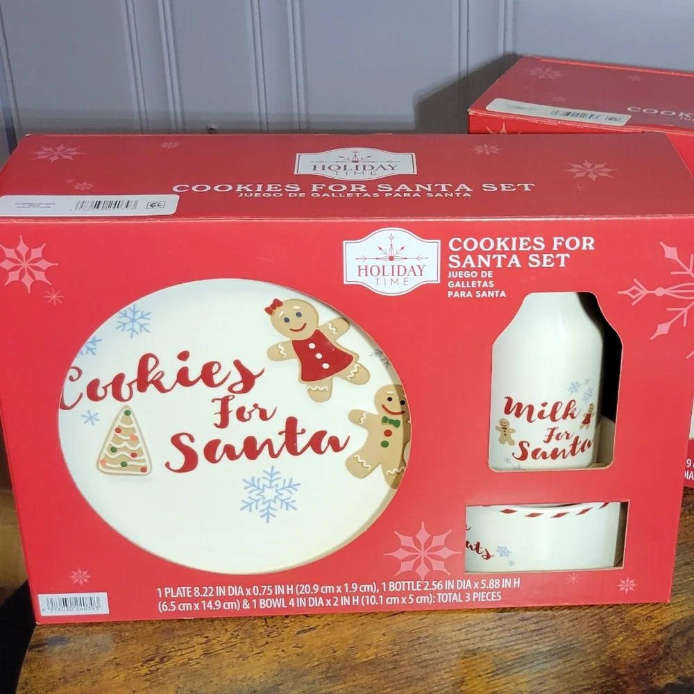 Holiday Time Red / White Santa Cookies for Santa 3 piece Set